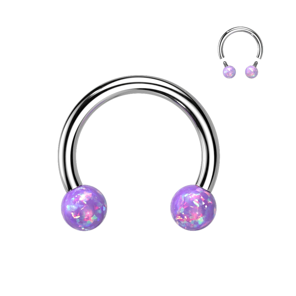 1pc Internally Threaded Opal Balls Circular Barbell Horseshoe Lip Nipple Septum Ring