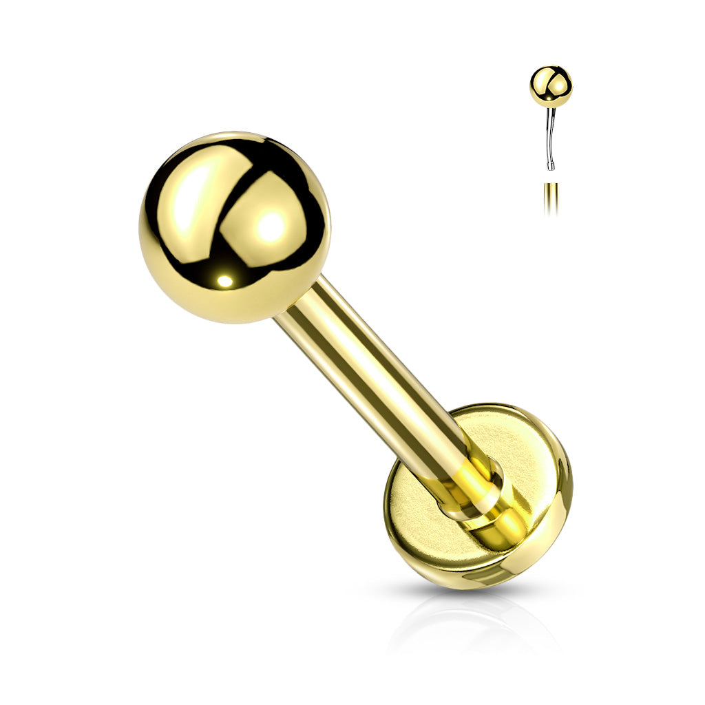 1pc Push In Top Ball PVD 16g Labret Monroe Stud Lip Ring Helix Ear Cartilage