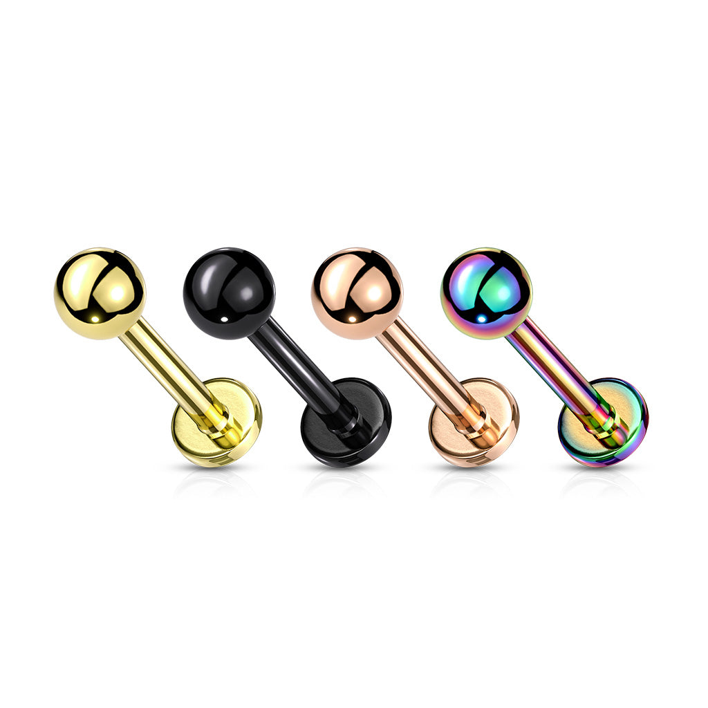 1pc Push In Top Ball PVD 16g Labret Monroe Stud Lip Ring Helix Ear Cartilage