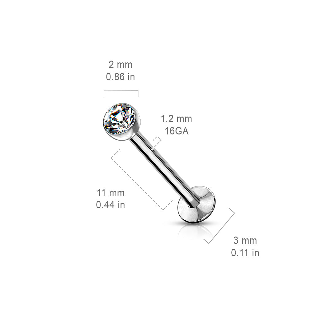 1pc Push In Press-Fit Gem 16g Labret Stud Threadless Lip Ring Helix Cartilage