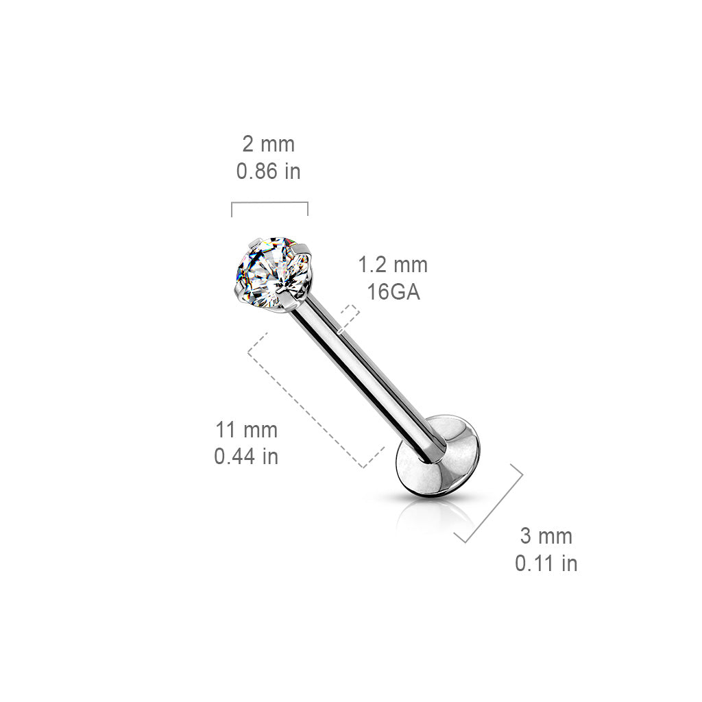 1pc Push In CZ Gem 16g Labret Threadless Stud Lip Ring Helix Ear Cartilage