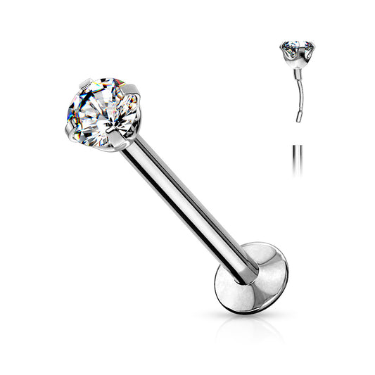 1pc Push In CZ Gem 16g Labret Threadless Stud Lip Ring Helix Ear Cartilage