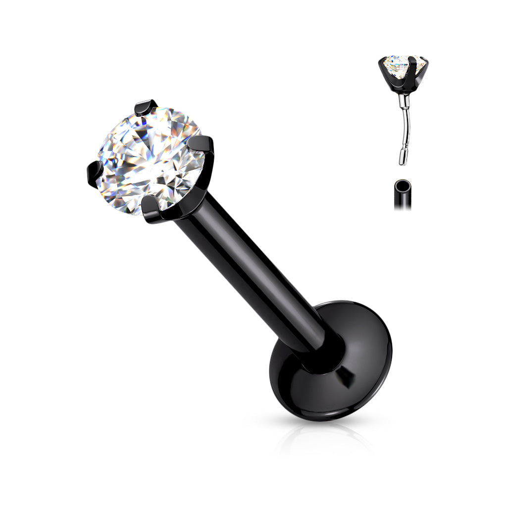 1pc Push In Prong Set Gem 16g Labret Monroe Stud Lip Ring Helix Ear Cartilage