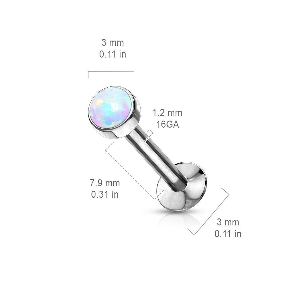 1pc Push In Opal Dome 16g Labret Monroe Stud Lip Ring Helix Ear Cartilage