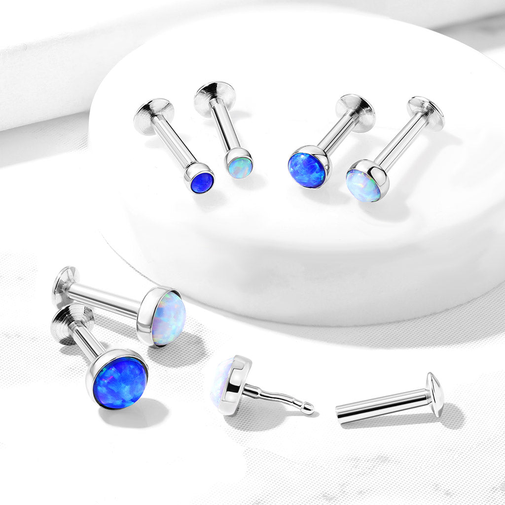 1pc Push In Opal Dome 16g Labret Monroe Stud Lip Ring Helix Ear Cartilage