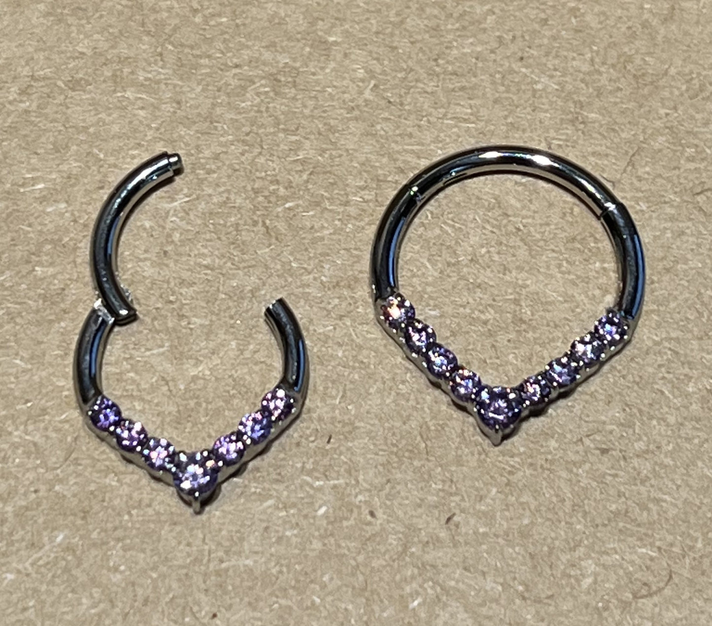 1pc Chevron Gem Front Hinged Segment Ring Steel Septum Hoop Helix Daith