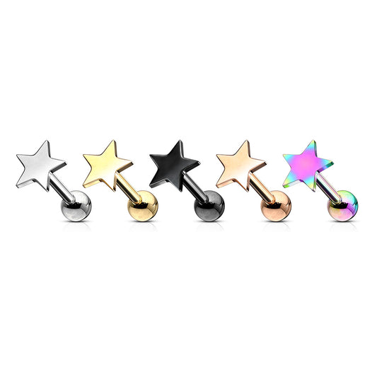 5pcs Star Design 16g Tragus Stud Ring Barbells Wholesale Lot Body Jewelry