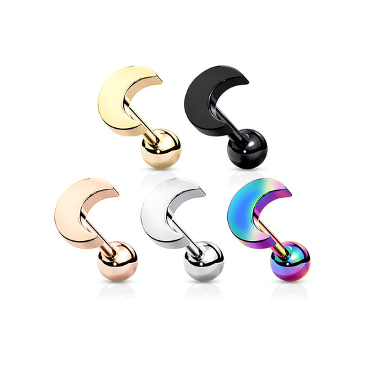 5pcs Moon Design 16g Tragus Stud Ring Barbells Wholesale Lot Body Jewelry
