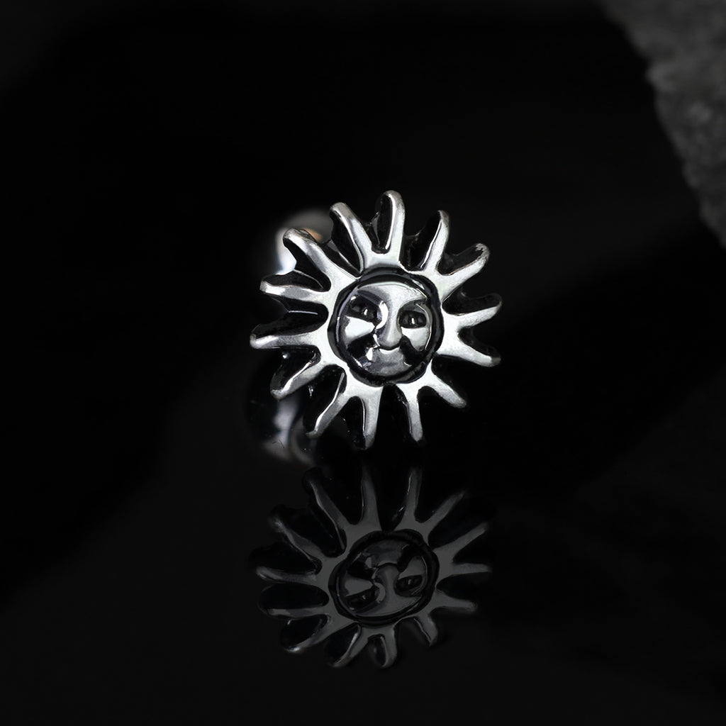 Antique Silver Tribal Sun Tragus Cartilage Ring