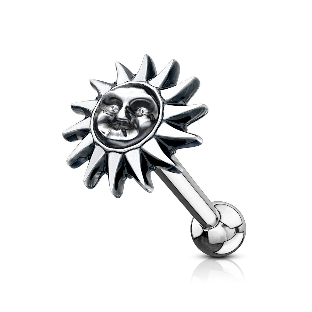 Antique Silver Tribal Sun Tragus Cartilage Ring