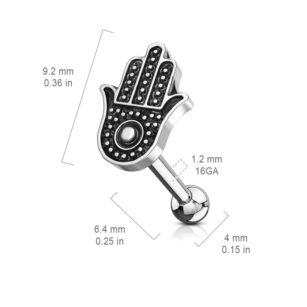 Antique Silver Hamsa Tragus Cartilage Ring
