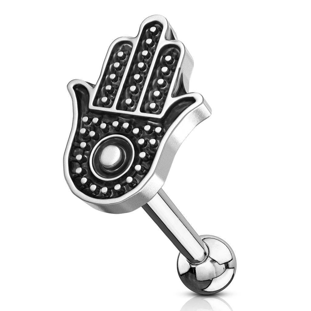 Antique Silver Hamsa Tragus Cartilage Ring