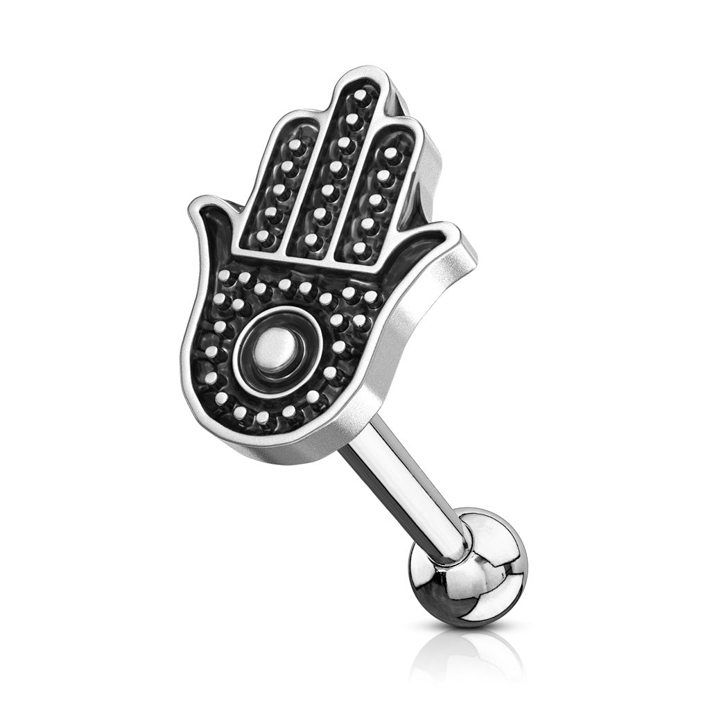 Antique Silver Hamsa Tragus Cartilage Ring