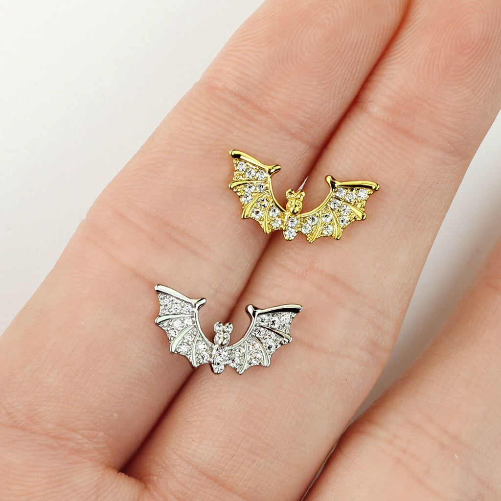 1pc CZ Gem Paved Bat Wings Surgical Steel Tragus Cartilage Barbell Ring