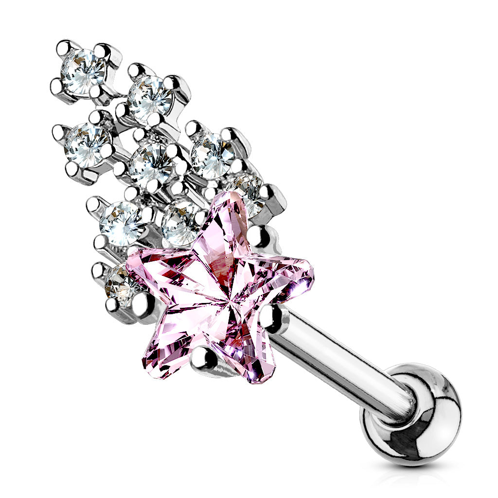 1pc CZ Clustered Shooting Star Tragus Helix Cartilage Ring