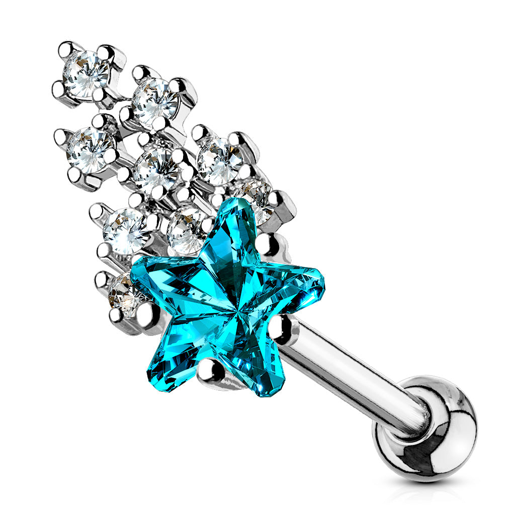 1pc CZ Clustered Shooting Star Tragus Helix Cartilage Ring