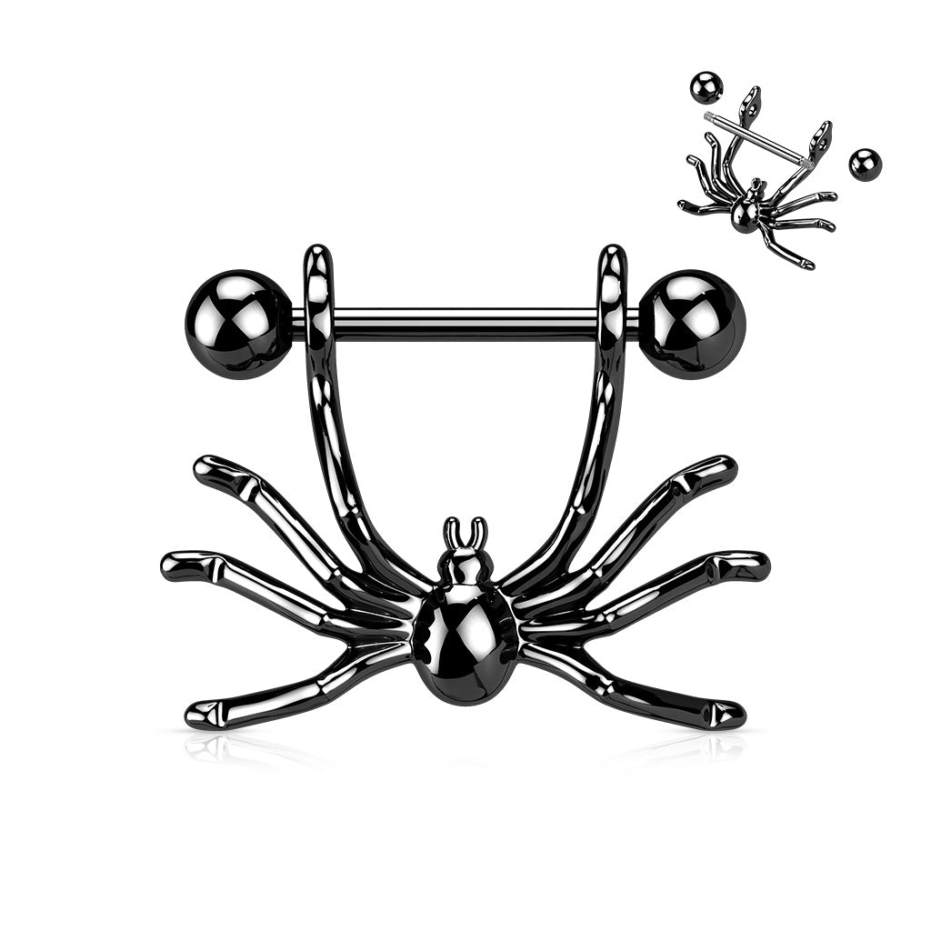PAIR Hanging Spider Nipple Rings Shields Steel Barbells Body Jewelry