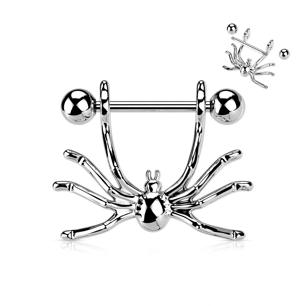 PAIR Hanging Spider Nipple Rings Shields Steel Barbells Body Jewelry
