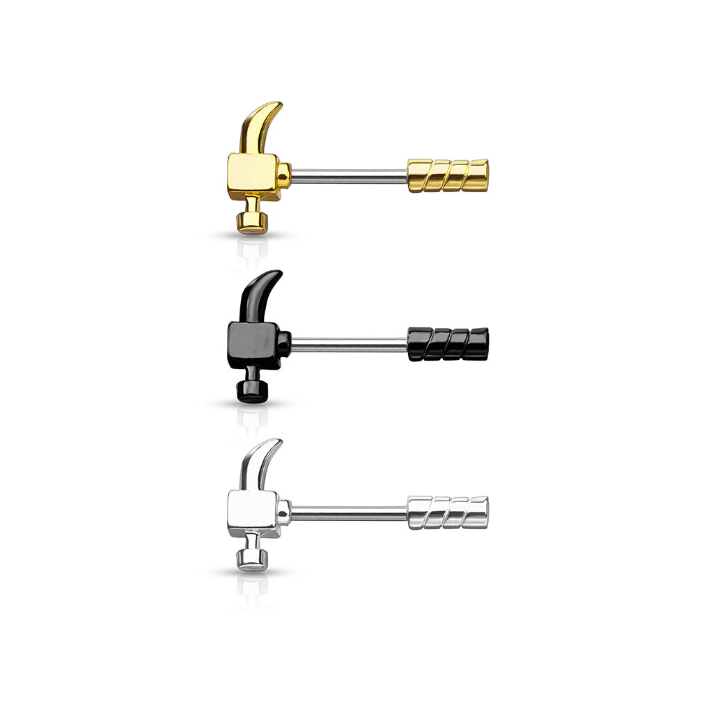 PAIR Claw Hammer Shaped Nipple Shields Rings Steel Barbells Body Jewelry