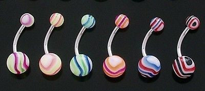 27pcs Ripple Wave UV Acrylic Belly Rings 14 gauge 14g Navel Naval