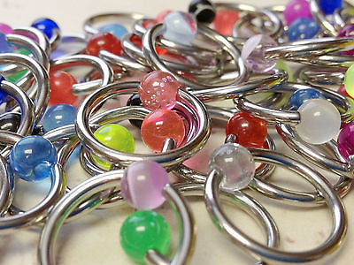 50pcs UV, Glow, Glitter Captive Bead Rings CBR's