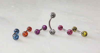 6pcs 16g Tiger Print Eyebrow Rings