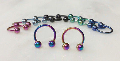 12pcs Titanium Circular Barbells Horseshoes
