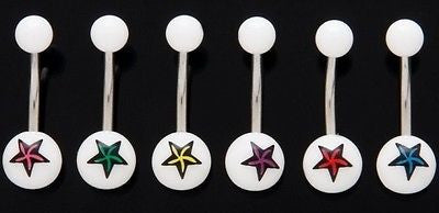 17pcs Nautical Star UV Acrylic Belly Rings 14 gauge 14g Navel Naval