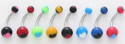 27pcs Sweet Heart UV Acrylic Belly Rings 14g Navel Naval