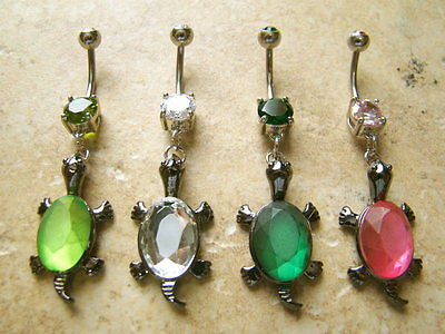 4pcs Turtle Gem Belly Rings