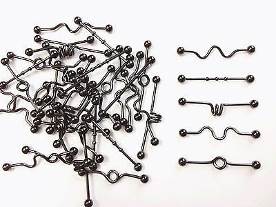 40pcs Corkscrew Black PVD Plated 14g Industrial Barbells