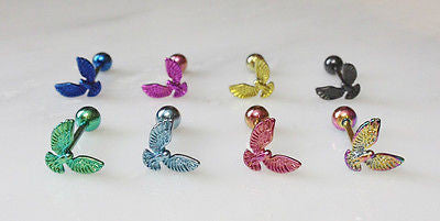 8pcs Titanium Anodized Eagle Tongue Rings