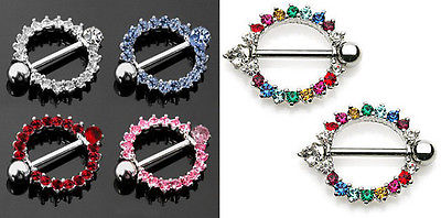 PAIR Eternity Gem Nipple Rings Shields