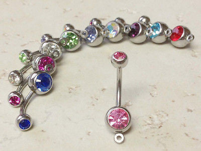 *CLOSEOUT* 10pc Lot Add-A-Charm Gem Belly Rings