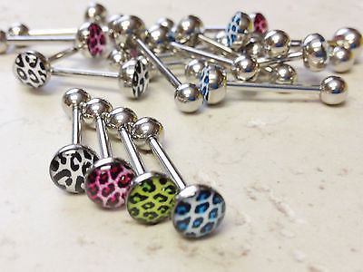 20pcs Leopard Skin Logo Tongue Rings