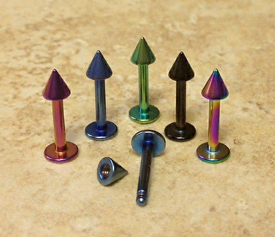 6pcs Titanium Anodized 316L Steel Spike Labrets