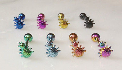 8pcs Titanium Ladybug Tongue Rings