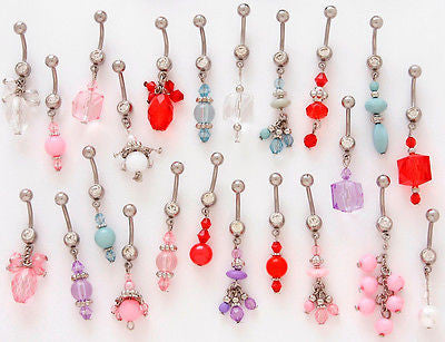 12pcs Handmade Crystal Bead Mix Dangle Belly Rings Navel