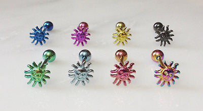 8pcs Titanium Anodized Sun Tongue Rings