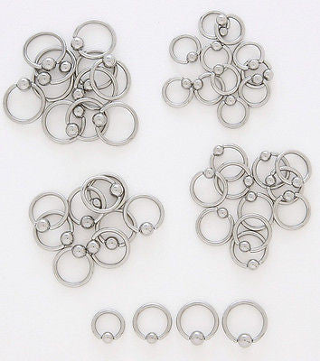 10pcs Steel Captive Bead Rings 10g,12g,14g,16g,18g or 20g