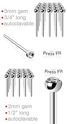 10pcs Fishtail Clear Gem Nose Rings