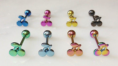 8pcs Titanium Cherries Tongue Rings Cherry