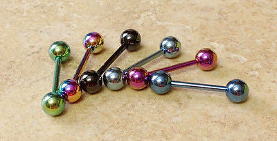 6pcs Titanium Anodized Tongue Rings Barbells