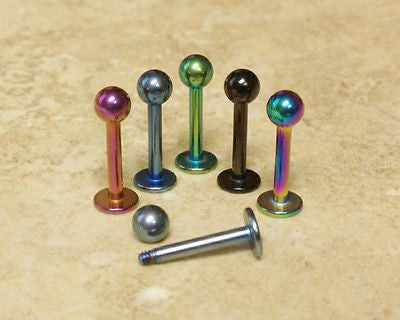 6pcs Titanium Anodized 316L Steel Ball Labrets