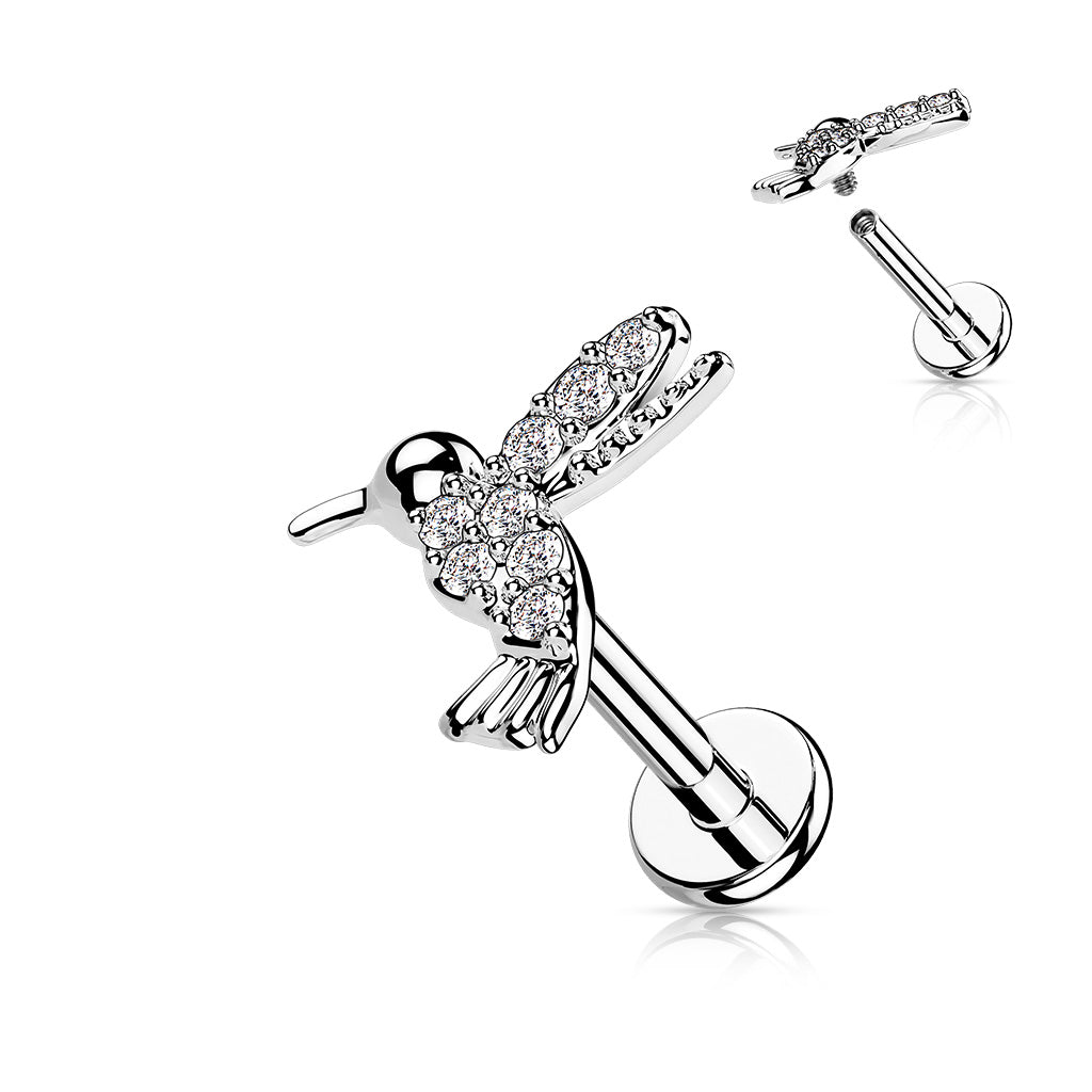 1pc Hummingbird 16g Labret Internally Threaded Monroe Tragus Helix Humming Bird