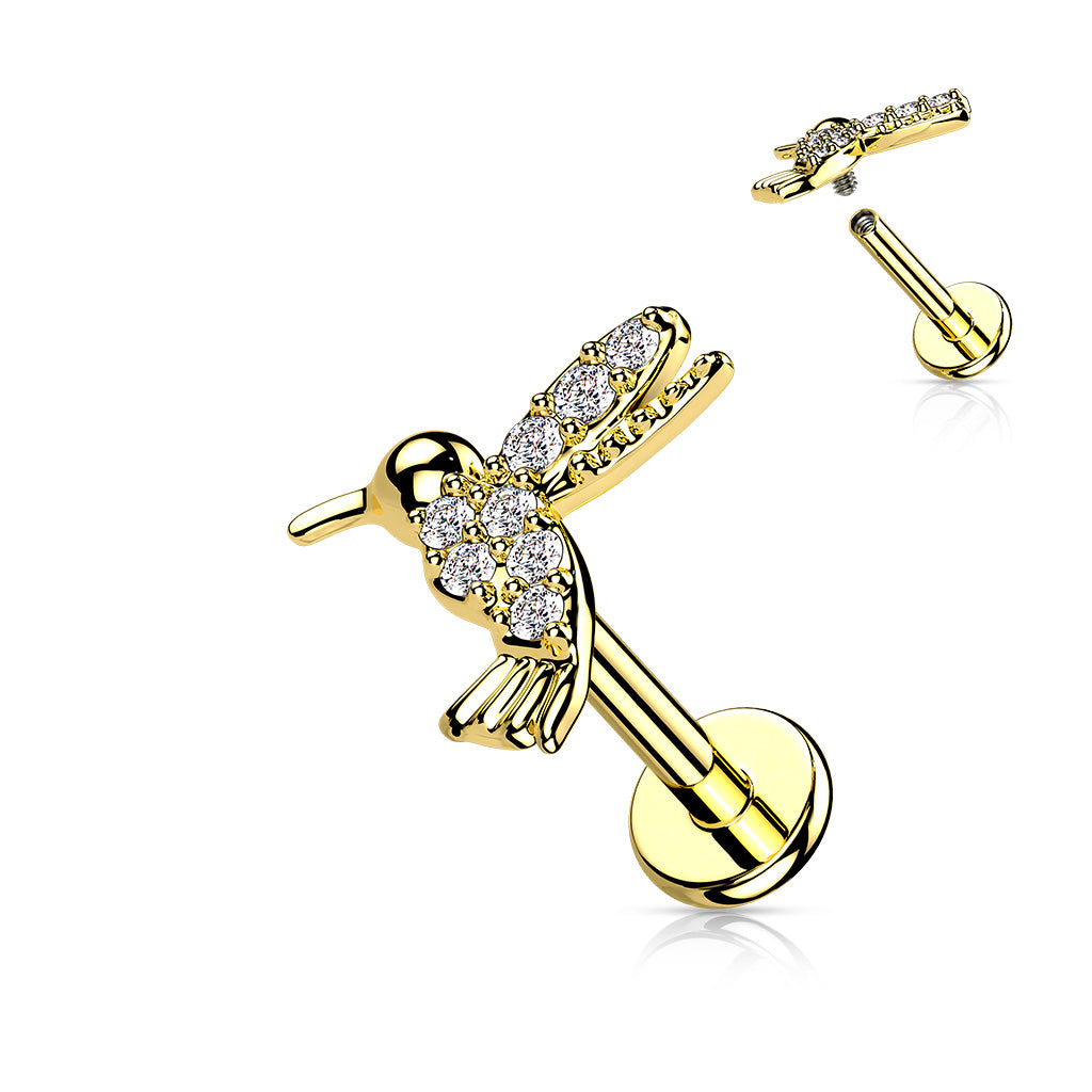 1pc Hummingbird 16g Labret Internally Threaded Monroe Tragus Helix Humming Bird