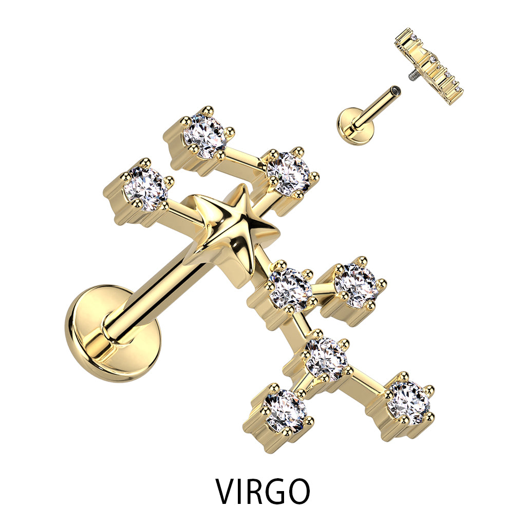 1pc Constellation 16g 8mm Labret Internally Threaded Steel Monroe