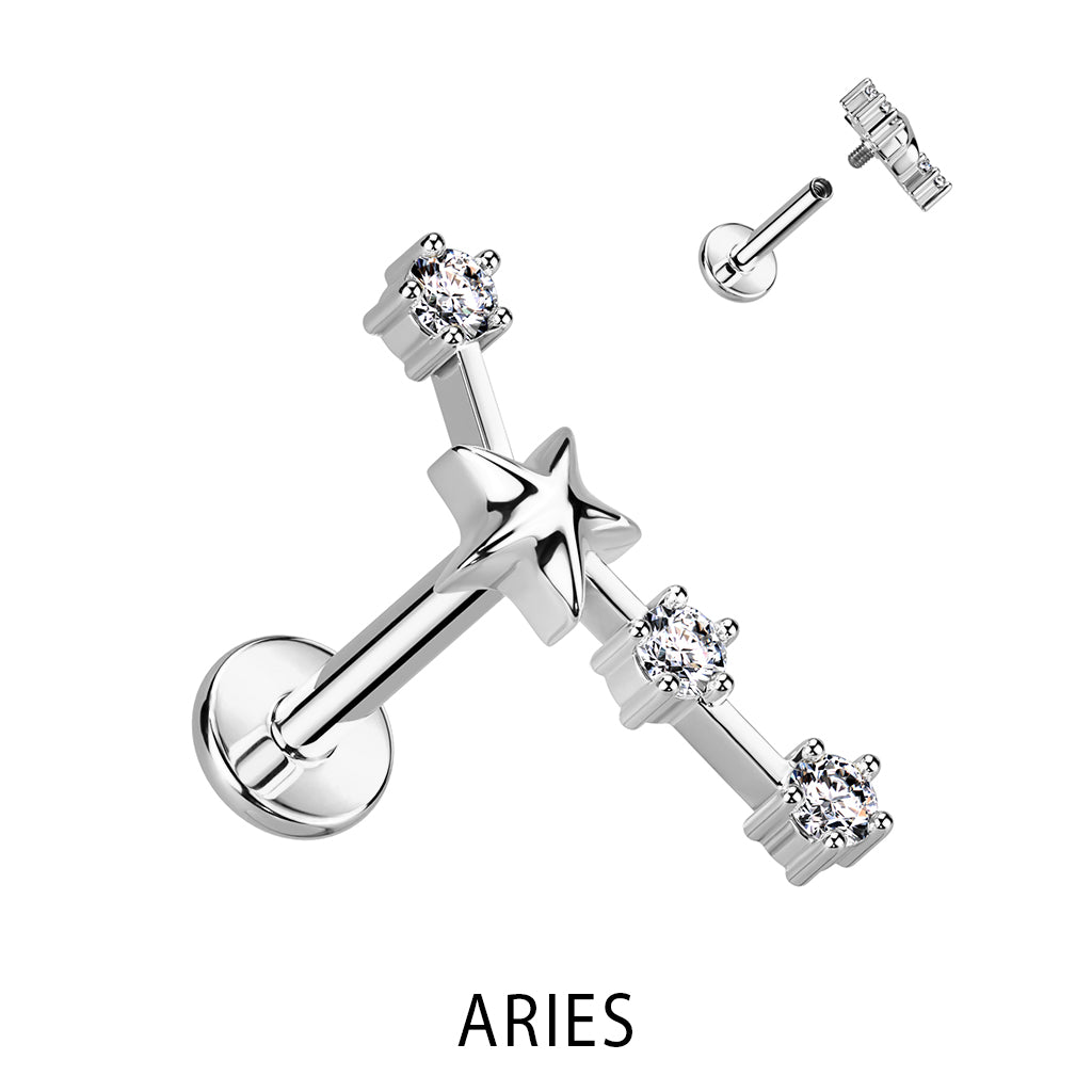 1pc Constellation 16g 8mm Labret Internally Threaded Steel Monroe