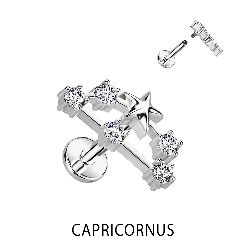 1pc Constellation 16g 8mm Labret Internally Threaded Steel Monroe