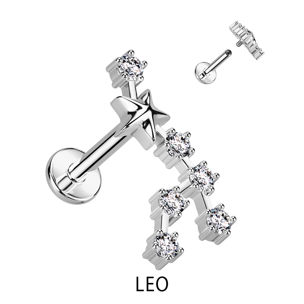 1pc Constellation 16g 8mm Labret Internally Threaded Steel Monroe